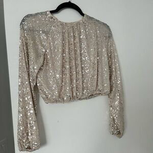 H&M Beige Sequin Top